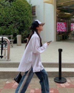 Light washing banding wide pants