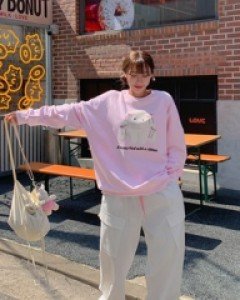 Bunny Ribbon Printing Sweatshirt