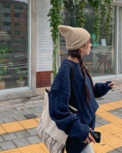 [Unisex]Caramel overfit cable knit