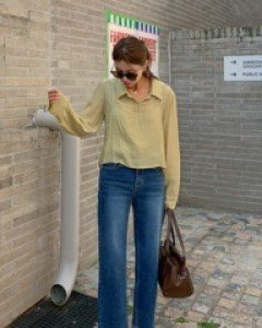 Celtic cutting denim banding pants