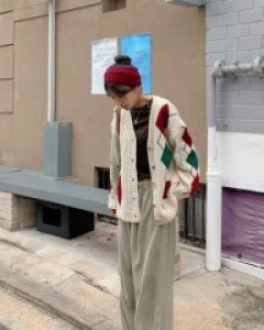 Live argyle knit cardigan