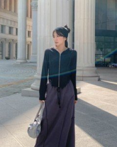 Berry strap cutting long skirt