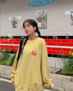 PP printing overbox brushed sweatshirt