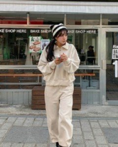 Louis half zip up wide pants set