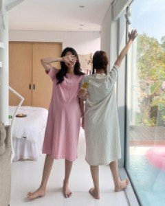 [LabelsD]Short-sleeve Short Opening Nursing Dress*Maternity