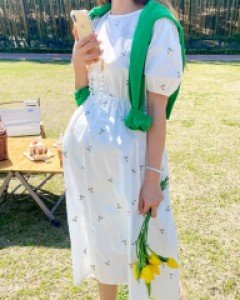 *hot reaction as soon as it is uploaded* [LabelsD] Grass Flower Embroidery One Piece*Maternity