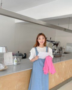 Maternity* Back Ribbon Denim One Piece