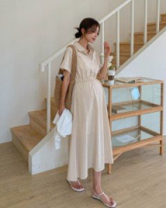 *Shirt-type one piece, good anywhere* Maternity*Mayand semi-open One Piece (possible for breastfeeding)