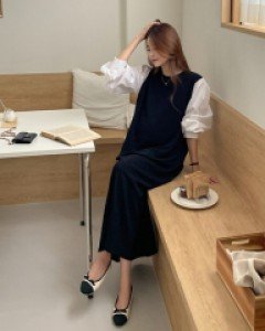 Maternity*Puff Long One Piece