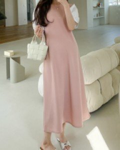 Maternity*(Short-sleeve)Puff Long One Piece