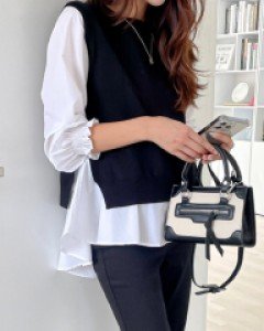 Maternity*Mary Vest Set (Blouse+Knit)