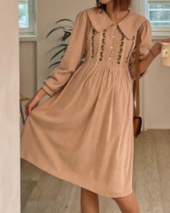 Maternity* Sunflower Embroidery One Piece (Nursing possible)