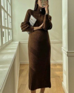 Maternity*Coming Zip Up Knit Dress