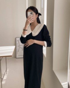 Maternity*Double Collar One Piece