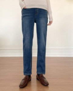 Maternity* hem slit brushed denim (lining brushed)