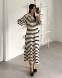 Maternity*Color Stripe Knit Dress
