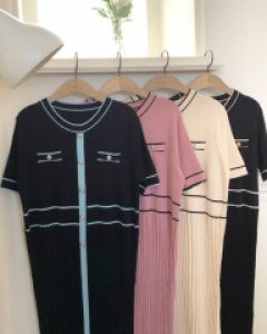 Maternity*(Short-sleeve) Date Pleats Knit Dress