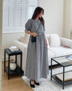 Maternity* Back Ribbon Check One Piece