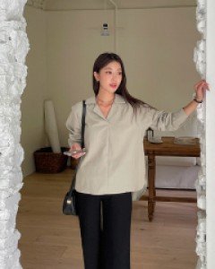 Maternity*Double Collar Blouse