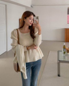 Maternity*Square Neck Freel Knit