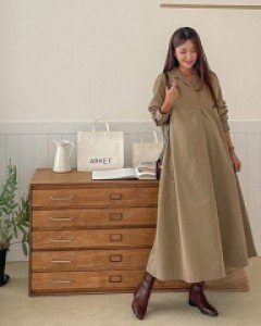 Maternity*Double collar shirt one-piece