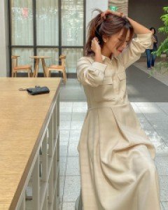 Maternity*Wrinkled pin tuck shirt dress