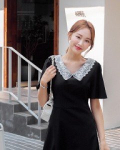 [EVELLET] Chella Lace wing flared dress