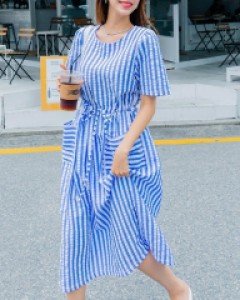 [EVELLET] RIEZ Ripple ST Pocket Long Dress