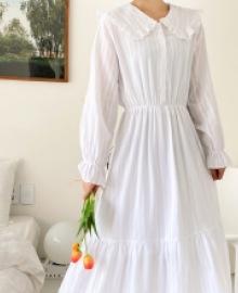 Mary Lynn Collar Puff Tiered Long Dress