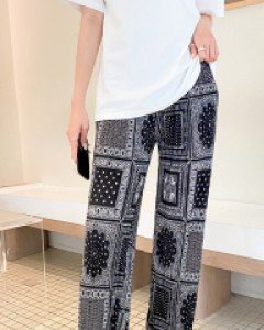 [EVELLET] Lceline Paisley Straight Waistband Pants