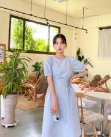 [EVELLET] Aburen BeltSET Cotton Dress