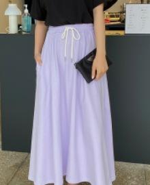 Cheluden Flare Waistband Long skirt