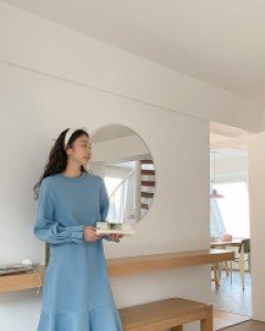 [EVELLET] Rabzen sheep brushed Frill Long Dress