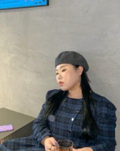 [EVELLET] Knee Bend Check Brushed Puff Long Dress