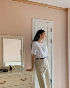 [EVELLET] Beaudiel Cotton Wide Cropped Pants