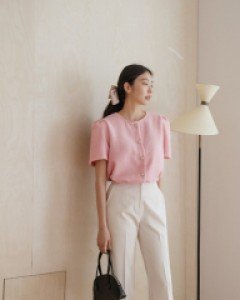 [EVELLET] Debut Jean Half Band Wide Slacks