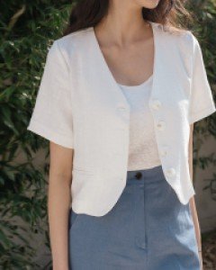 [EVELLET] Maidin Linen Short-sleeve Jacket