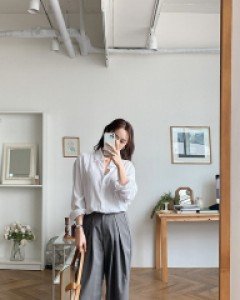 [EVELLET] Hildron Pintuck Wide Slacks