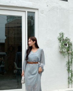 [EVELLET] Selbend Flower Chiffon Long Dress