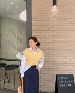 [EVELLET] Cadelmine Cotton Incision Long Skirt