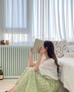 [EVELLET] Dlevin Flower Waistband Pleats Long skirt