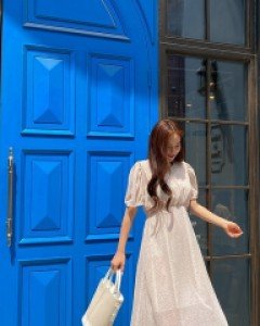 [EVELLET] Ha Sebin Flower Chiffon Dress