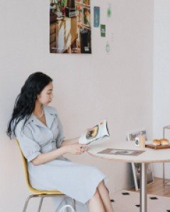 Croken Sailor Collar Half Open Puff Dress