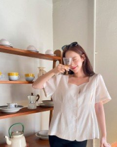 Buera Square Pintuck Blouse