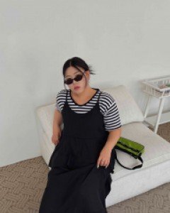 [EVELLET] Sentimi Frill Tiered Bustier Long Dress