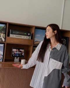 [EVELLET] Lopesl ST Collar Long Shirt