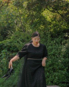 [EVELLET] Taeline Ribbed 3/4 Sleeve Long Dress