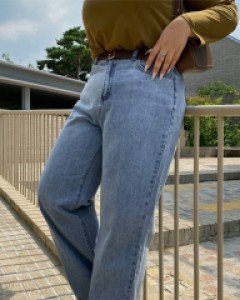 Wide Denim Pants with Inner Banding by Ascend Length