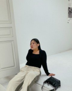 [EVELLET] Solamine Contrast Pintuck Waistband Wide Pants