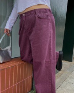 [Daily Pants] Obuen Pigment Back Banding Wide Cotton Pants